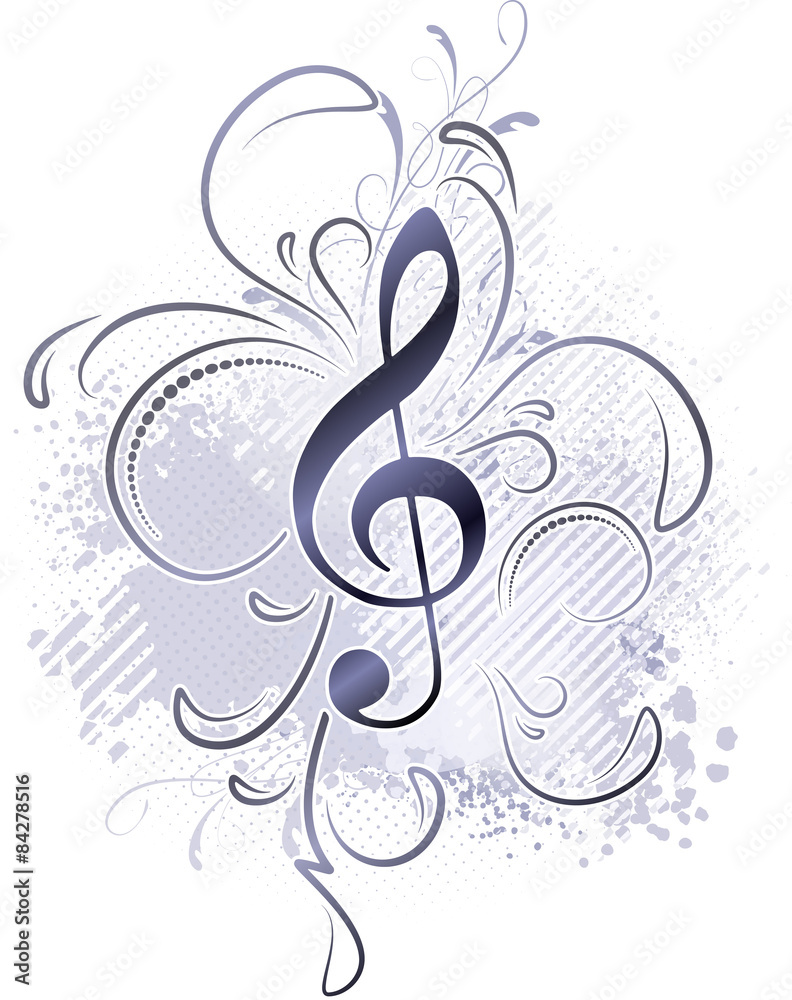 Abstract musical background in grunge style with a treble clef a Abstract musical background in grunge style with a treble clef a