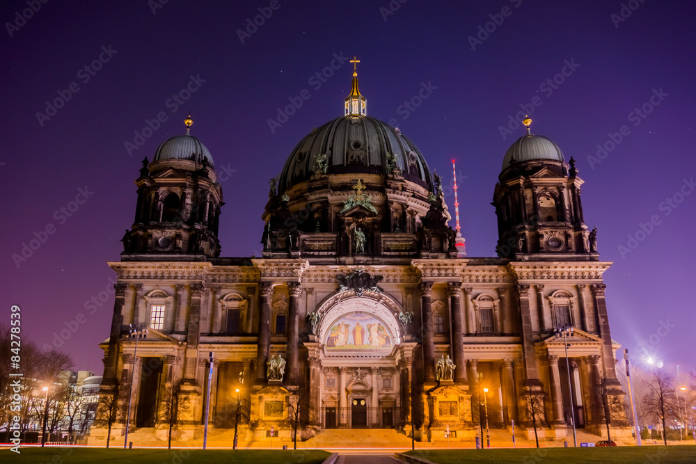 Berliner Dom in the night. Berlin Cathedral (Berliner Dom) BERL Berliner Dom in the night. Berlin Cathedral (Berliner Dom) BERL