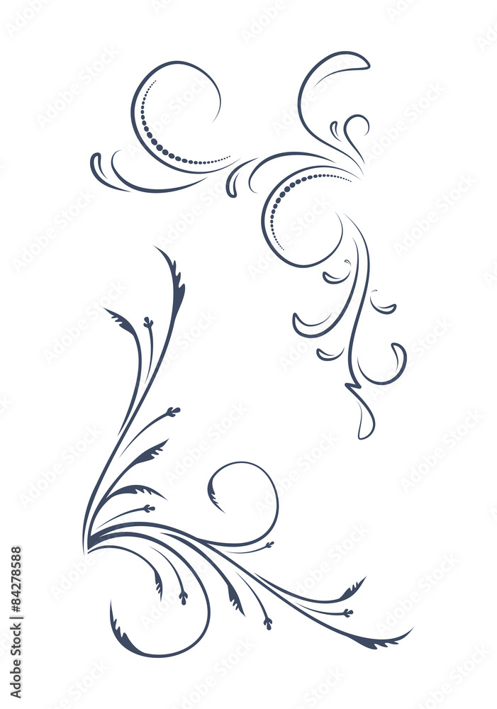 A pair of ornamental, floral corners. Vector illustration for yo
