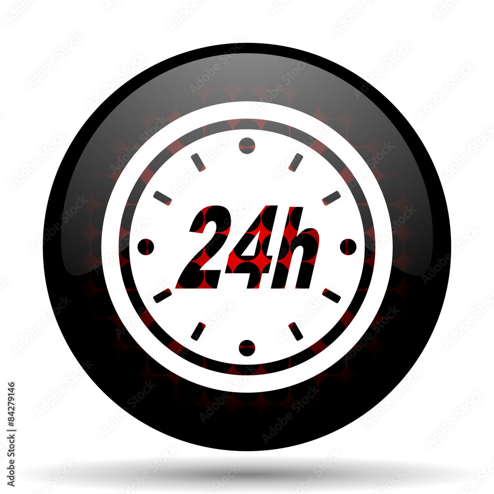 24h red glossy web icon