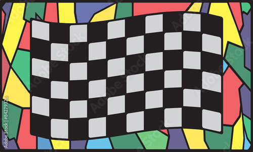 Checkered Stained Glass Window