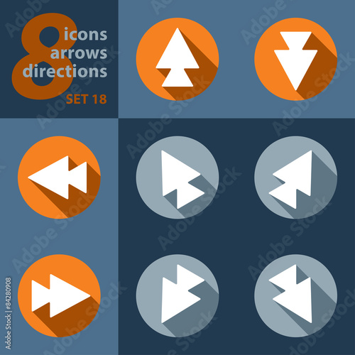 set of eight icons with arrows