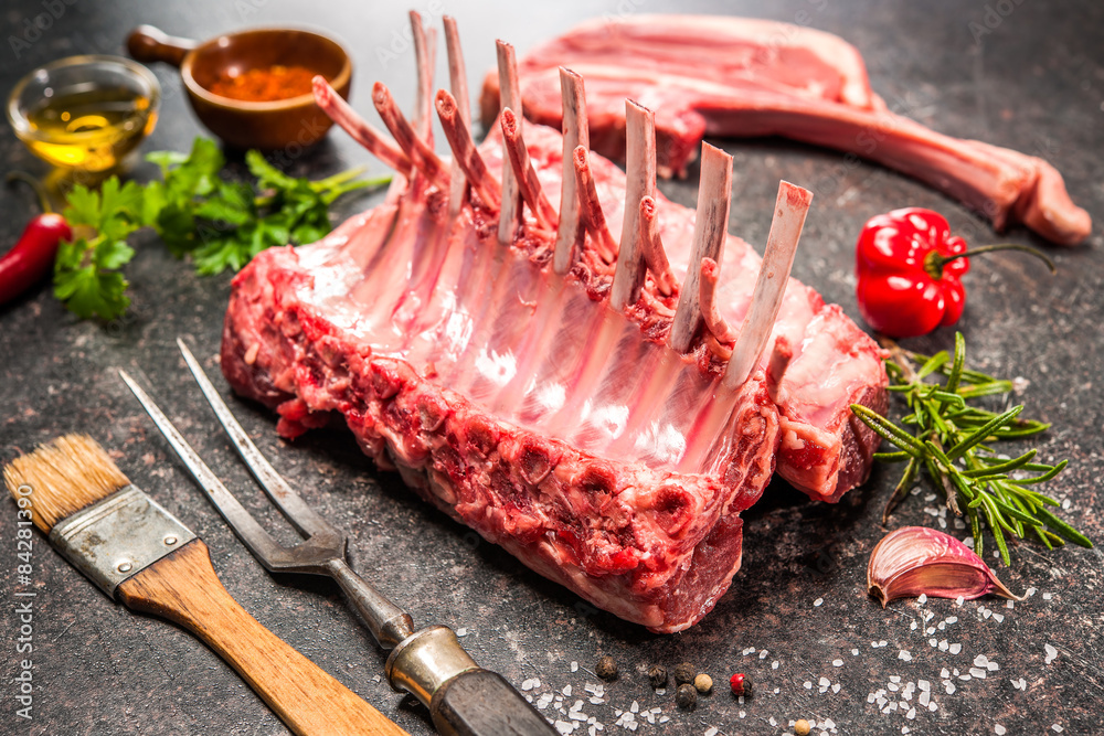 Racks of lamb ready for cooking Stock Photo Adobe Stock