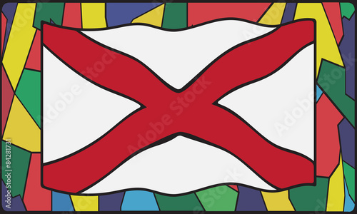 Alabama Flag On Stained Glass