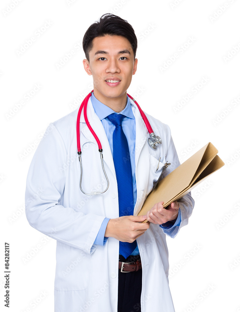 Asian doctor holding with the report Asian doctor holding with the report