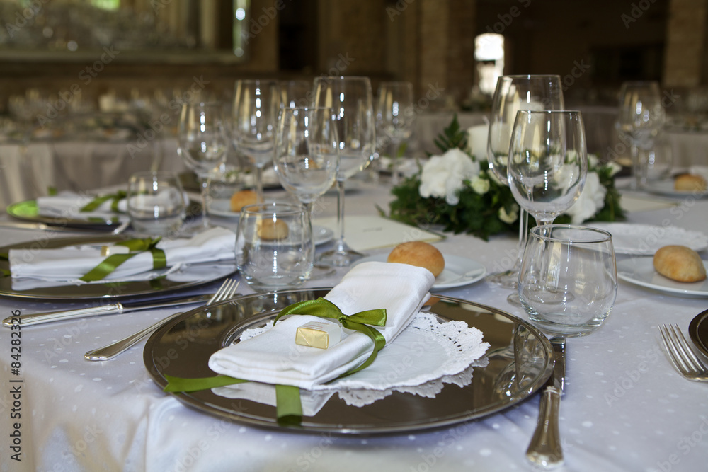 Fototapeta premium Table setting for a wedding reception.