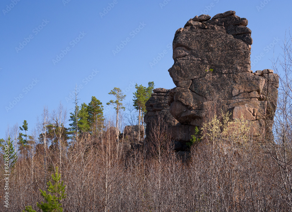 Rock on Olkhinskoye plateau in the Irkutsk region