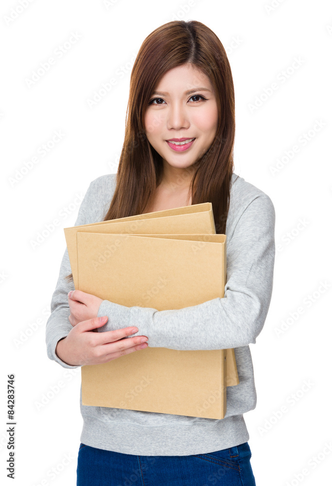 Young woman hold with folder Young woman hold with folder