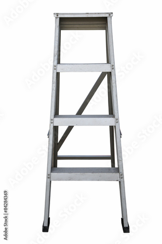 Ladder Isolated on white background, Industry tools on work site, Worker used ladder for work with subject on high position.