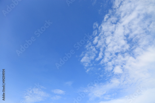 Blue sky with clouds on good weather day  Blue sky background and empty area for text.