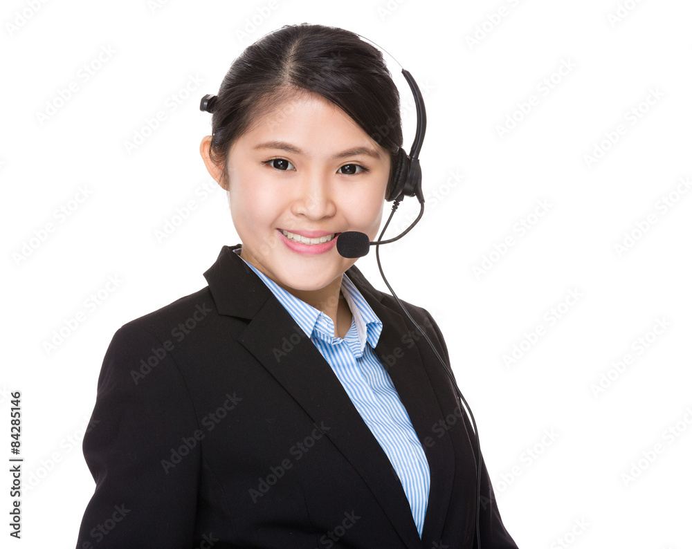 Customer services assistant with headset Customer services assistant with headset