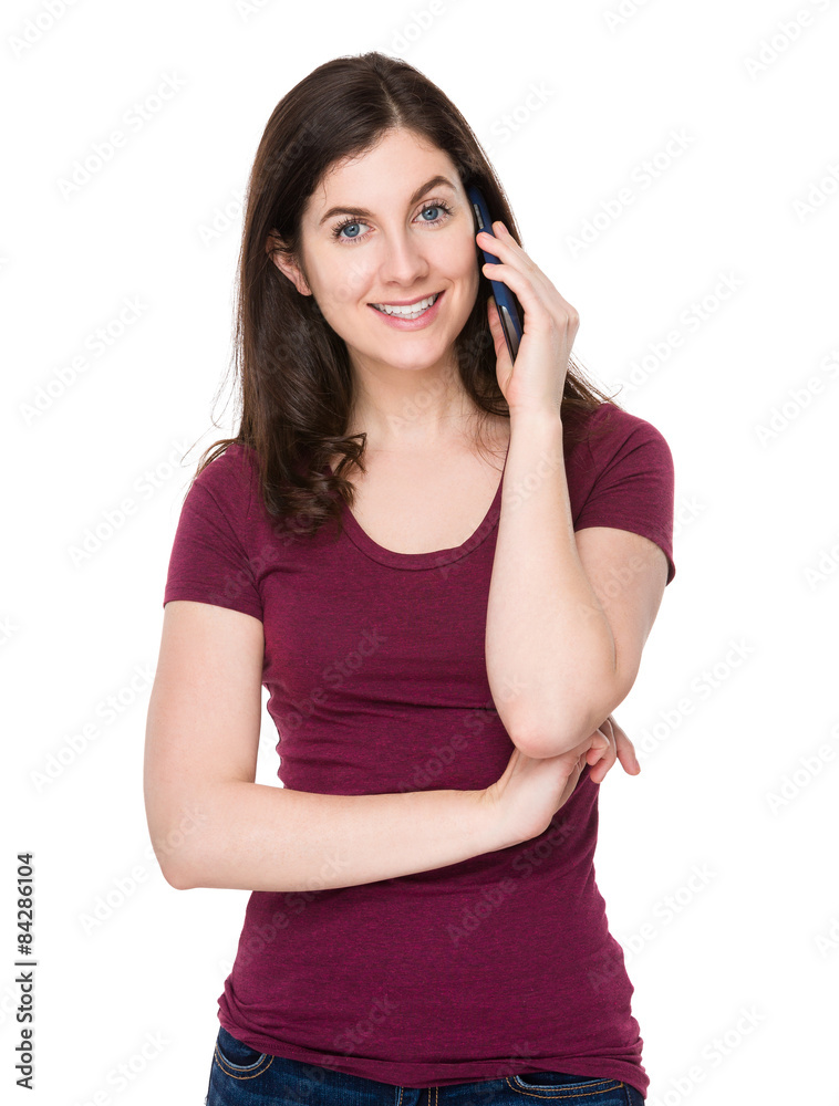 Woman talk to cellphone Woman talk to cellphone