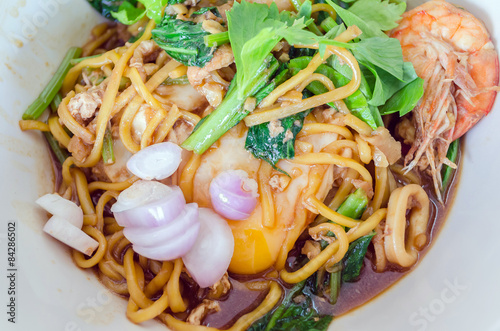 fired local noodles in phuket vegetarian festival Hokkien Mee photo