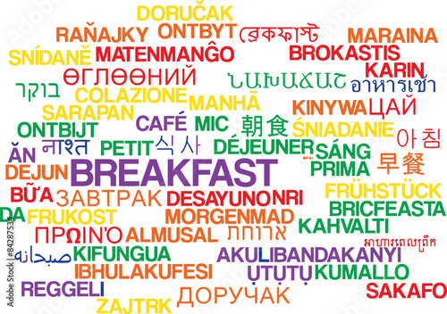Breakfast multilanguage wordcloud background concept