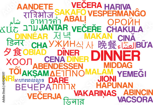Dinner multilanguage wordcloud background concept