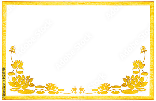 Ornament elements, vintage gold floral stucco designs with frame