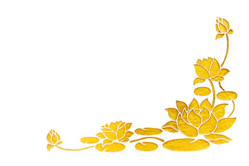 Ornament elements, vintage gold floral stucco designs isolated o