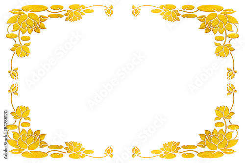 Ornament elements, vintage gold floral stucco designs isolated o