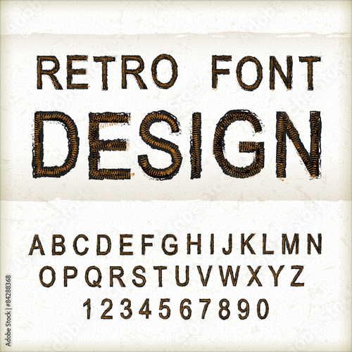 vintage sewing font design set