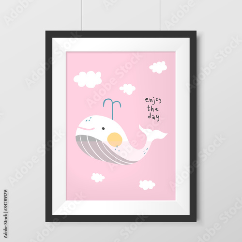 adorable painting with lovely whale