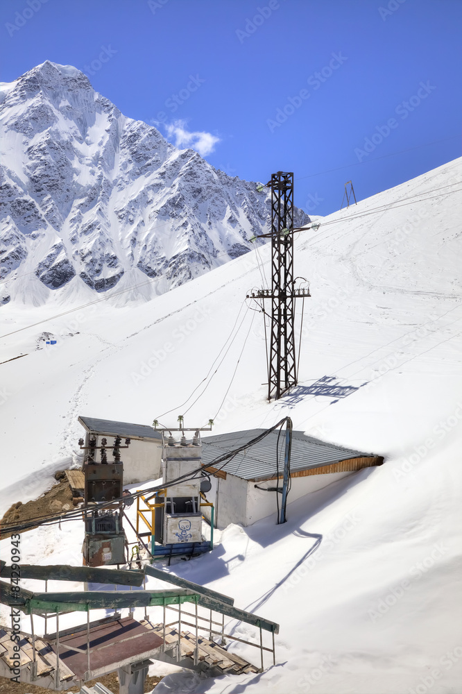Fototapeta premium Caucasus. Electric substation on Cheget