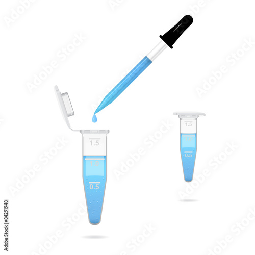 Plastic Eppendorf tubes and pipette