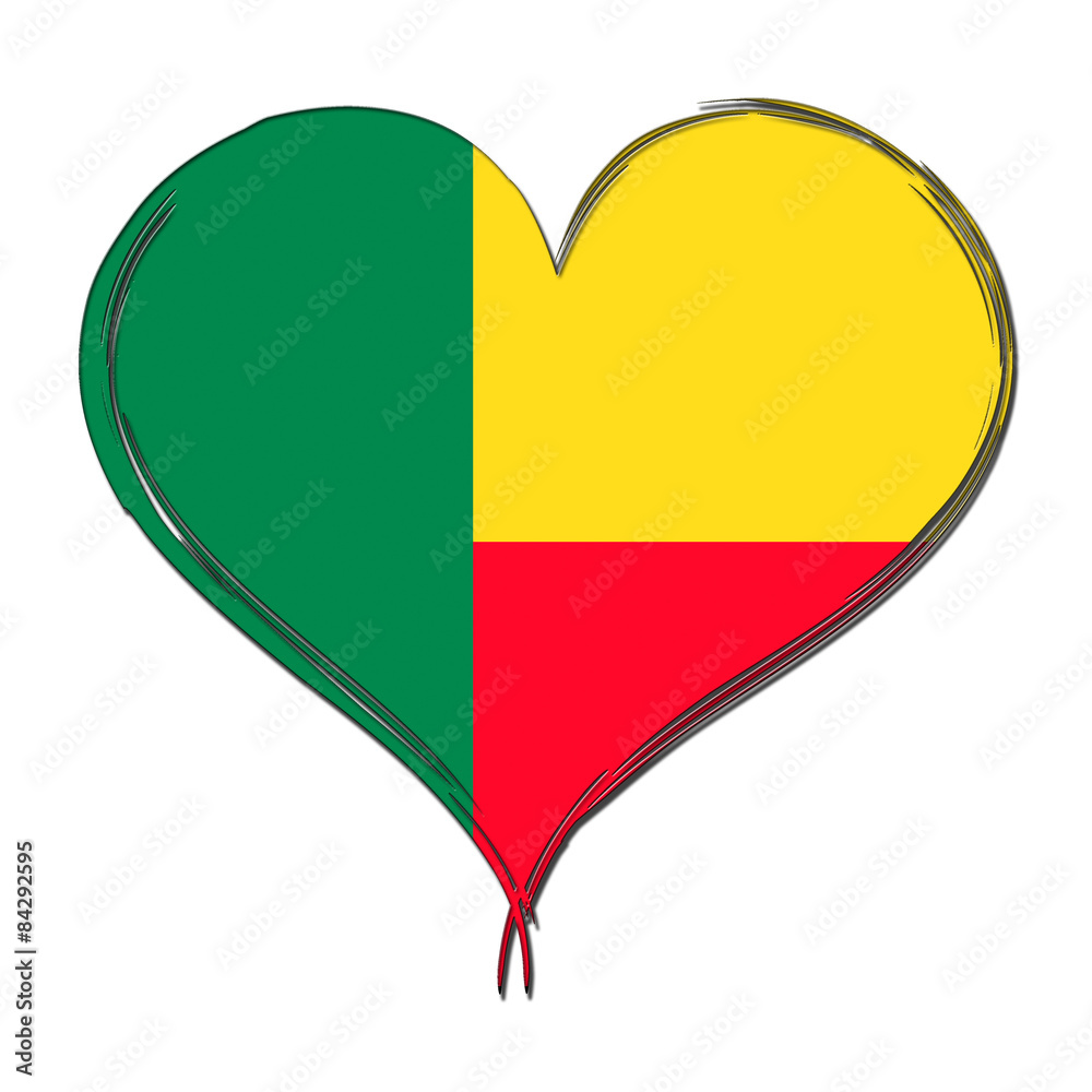 Benin 3D heart shaped flag