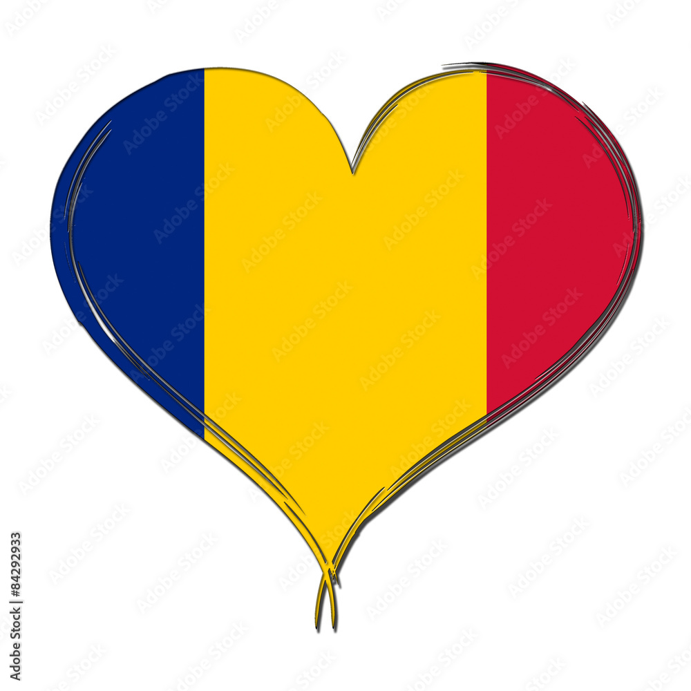 Romania 3D heart shaped flag Romania 3D heart shaped flag