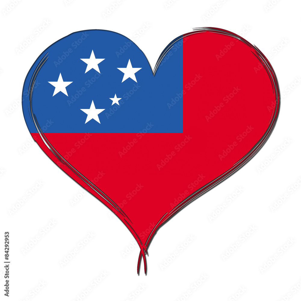 Samoa 3D heart shaped flag Samoa 3D heart shaped flag