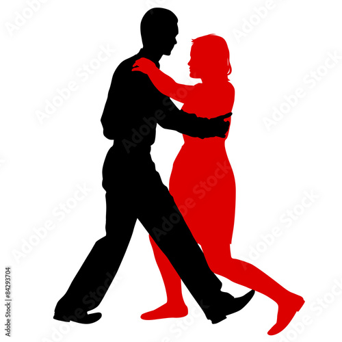 Black silhouettes Dancing on white background. Vector illustrati