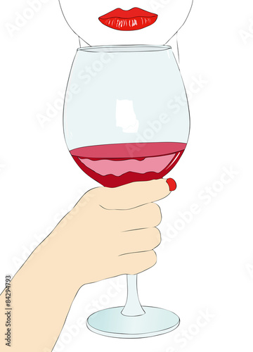 Woman with glass of wine