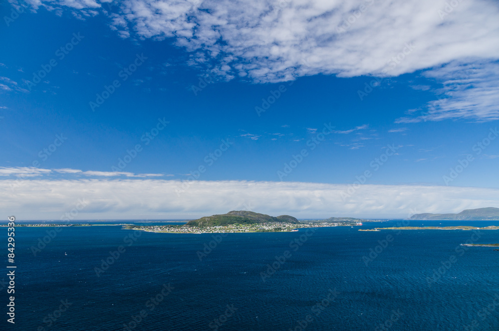 Blue sky over seascape of Atlantic ocean islands Blue sky over seascape of Atlantic ocean islands