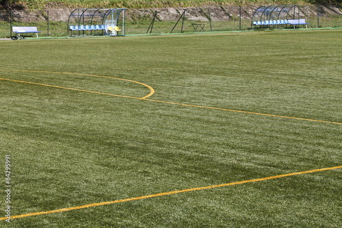football pitch with yellow lines