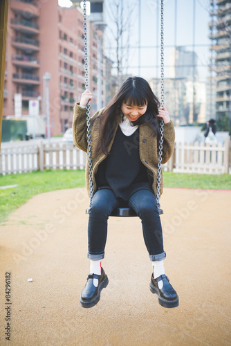 young beautiful asian hipster woman