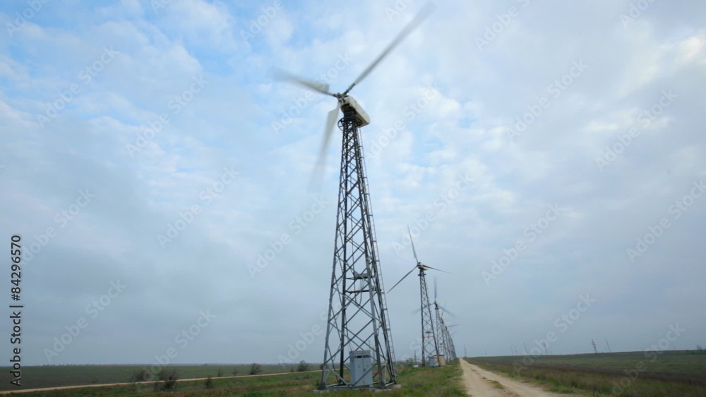 Row of wind power generators