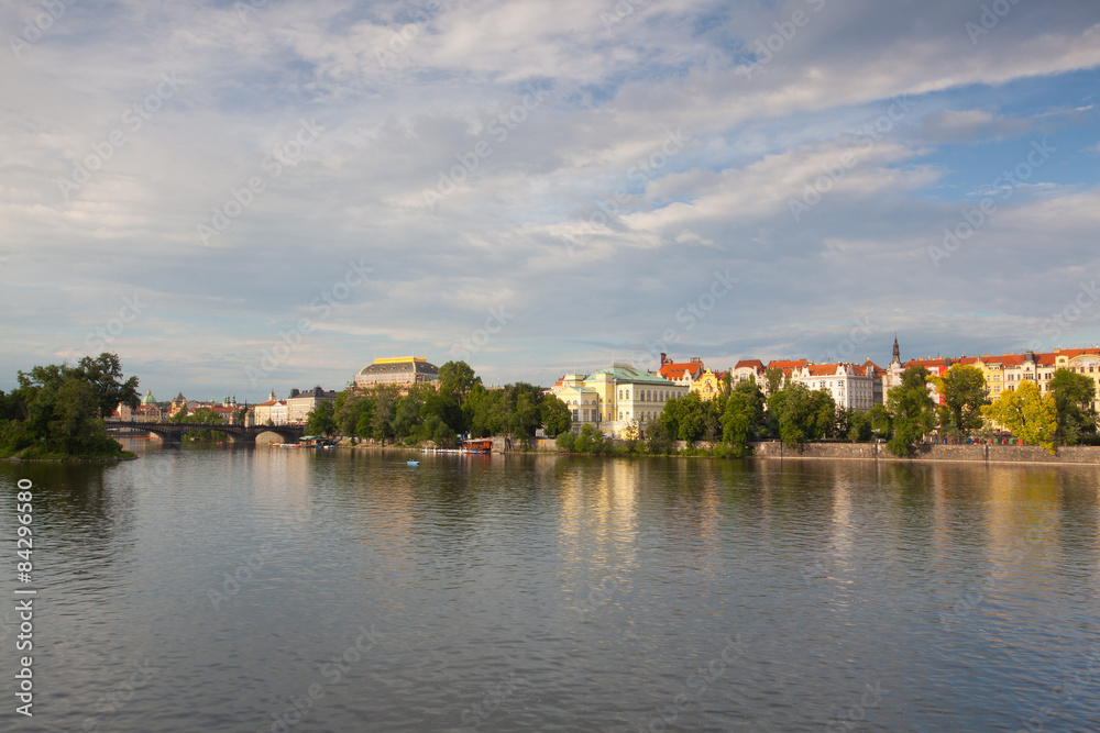 View of Prague from the left bank of the Vltava river