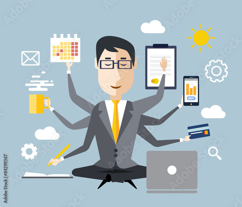 Businessman With Multitasking 