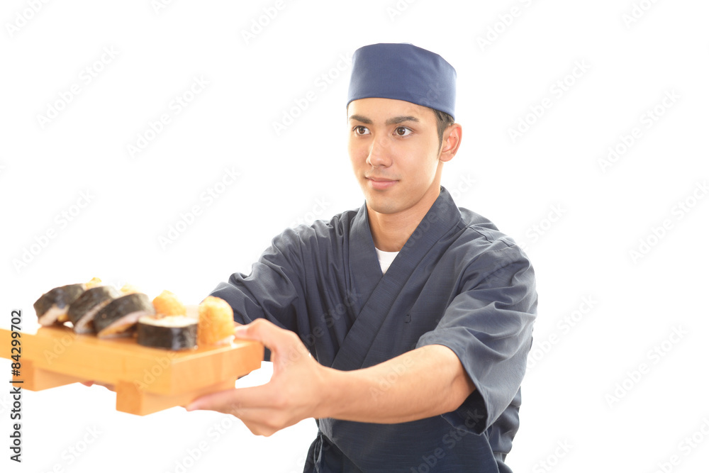 笑顔の寿司職人