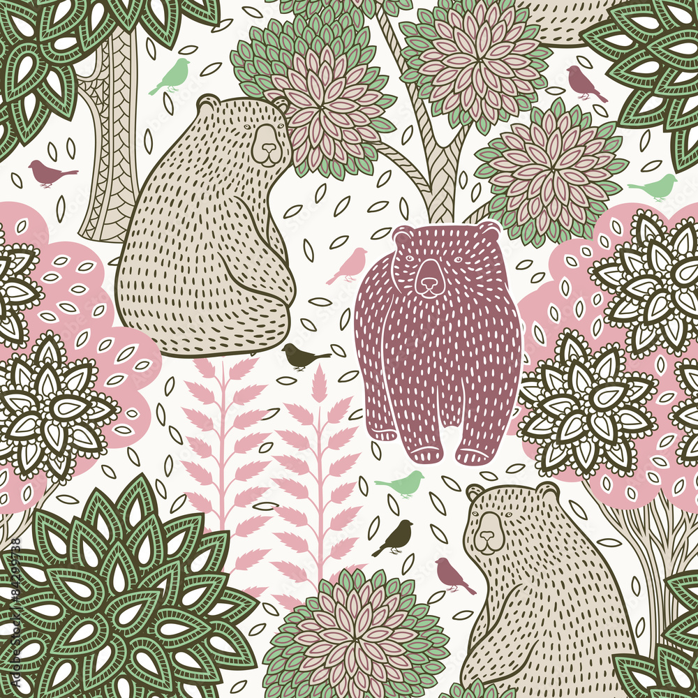 Obraz premium Autumn forest seamless pattern