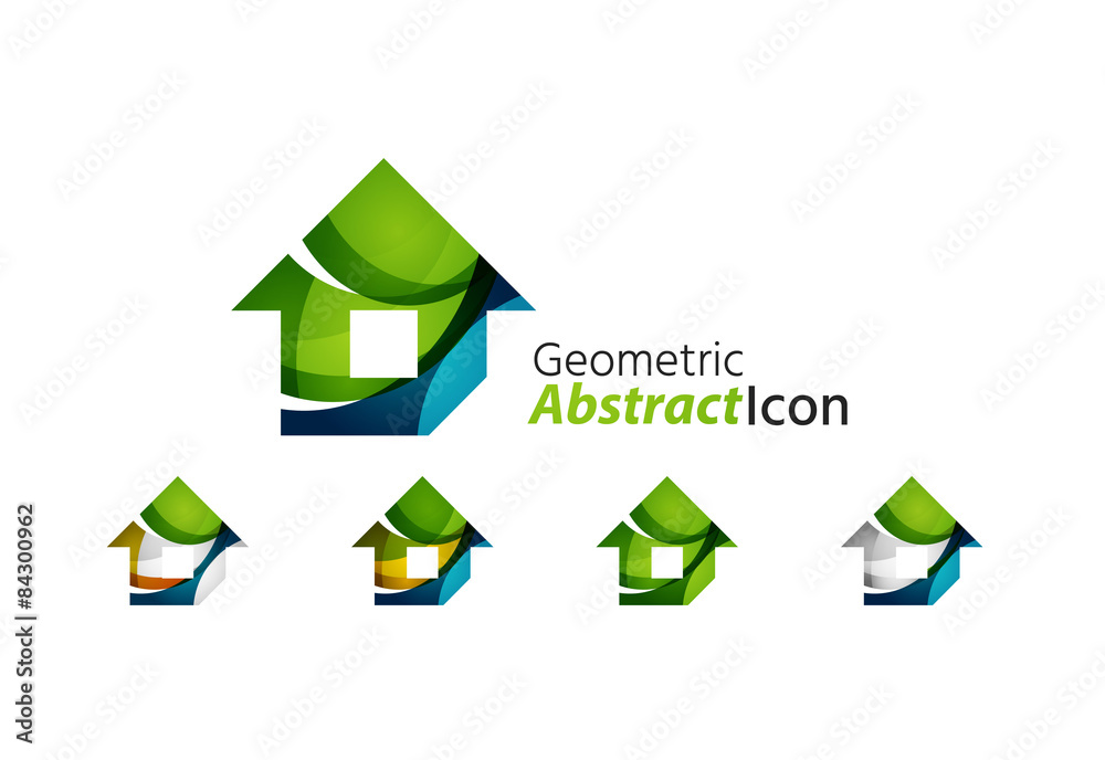 Set of abstract geometric company logo home, house, building Set of abstract geometric company logo home, house, building