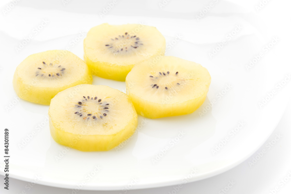 Golden Kiwi fruit isolated on white background