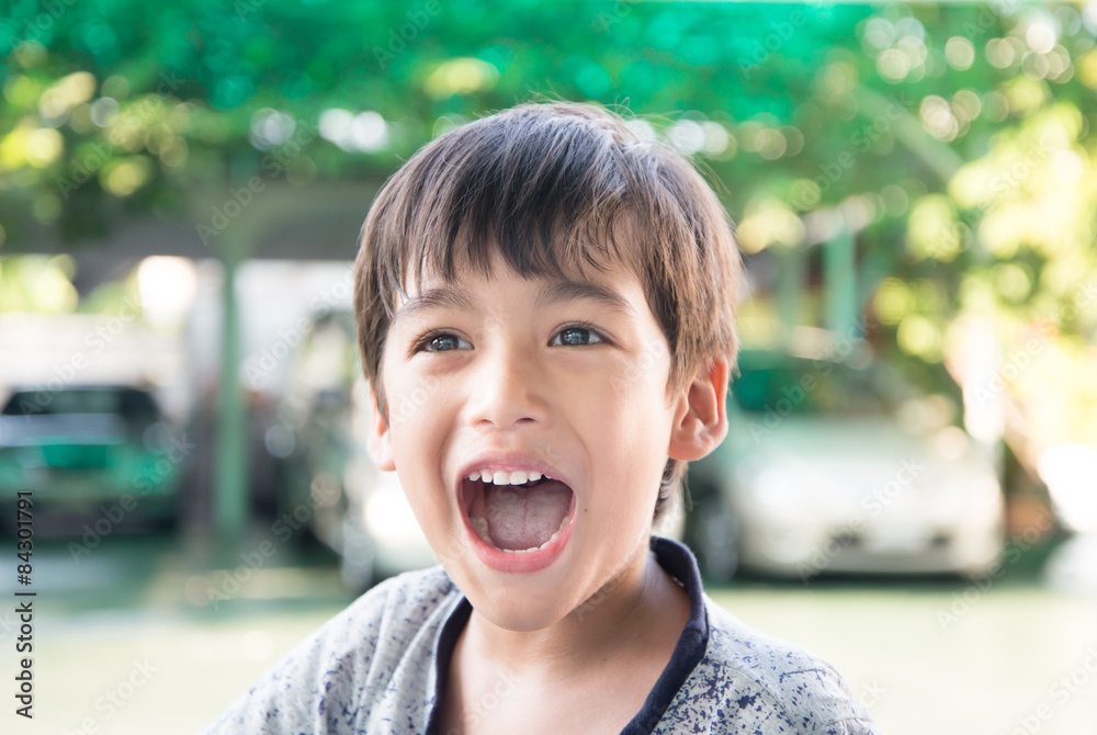 Little boy smiling portrait with happy face on white background Little boy smiling portrait with happy face on white background