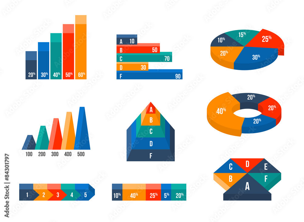 Charts, diagrams and graphs in modern isometric 3d flat style Stock ...