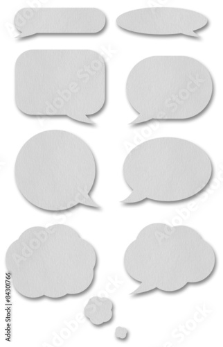 Set of various paper speech bubbles