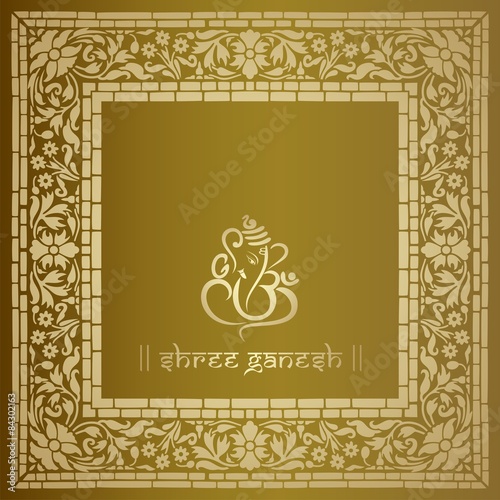 Ganesha, traditional Hindu wedding card, royal Rajasthan, India	