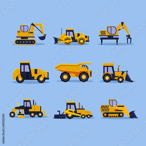 Yellow Tractors Vector Illustration 