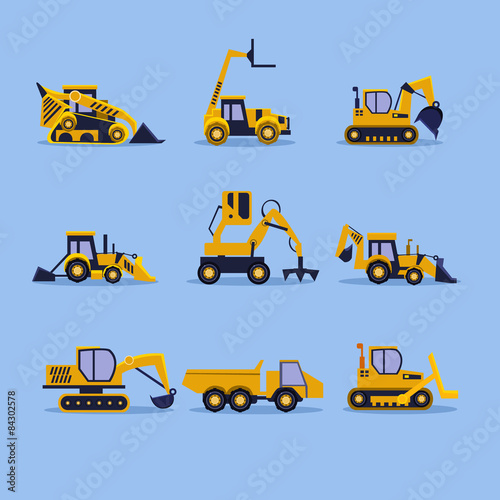 Yellow Tractors Vector Illustration 
