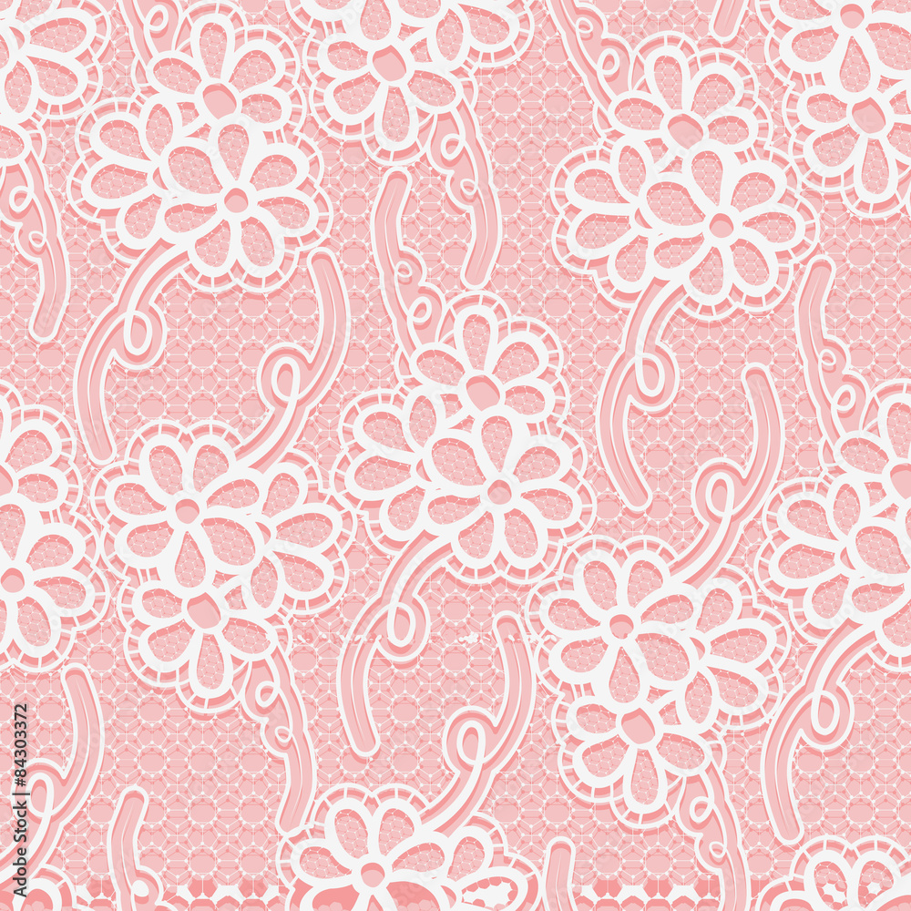 Seamless floral white lace pattern. Repeating background.
