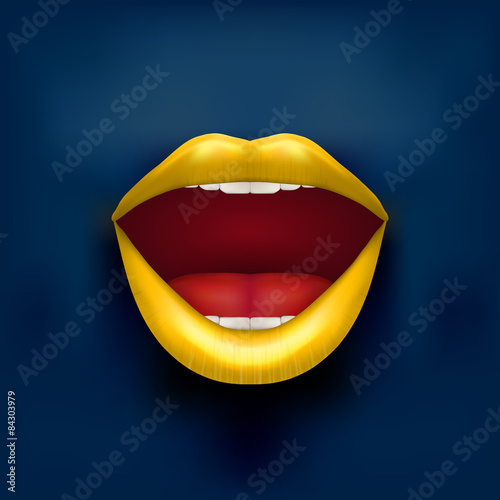 Dark Background of Womans mouth with open lips.