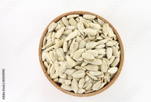 Sunflower seeds in a round wooden form